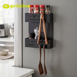 Wholesale Household Storage Rack Metal Housewares 2 tier Magnet Storage Rack shelf with <b>Rubber</b> Magnet <b>Sheet</b> - Product Image 4