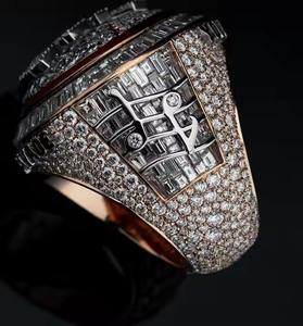 Iced Moissanite Dollar Sign <b>Ring</b> Sterling <b>Silver</b> Yellow White Gold Plating Unisex <b>Statement</b> Luxury Jewelry Nickel-Free Classic - Product Image 6