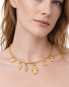 Collar Bohemio Dorado con Cierre, Colgante de Hoja y Luna, Conjunto de Joyería para Mujer - Product Image 2