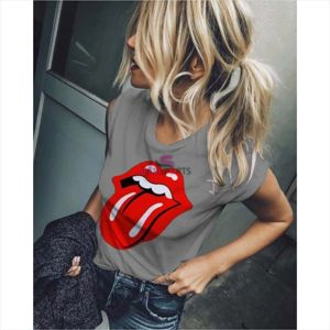 European American Casual Sexy Pentagram Printed Crew Neck Short Sleeved Women's 100% Cotton Knitted <b>Top</b> Slim Fit 180g Spring - Product Image 4