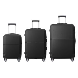 Set di Valigie Premium in ABS Nero a 3 Pezzi - Valigie da 20", 24", 28" con Manico Multi-Posizione, Ruote Silenziose Girevoli, Approvato TSA - Product Image 1