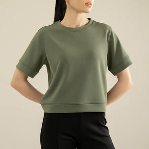 T-shirt décontracté pour femme, style actif, col rond, manches courtes, en coton doux, respirant, confortable, idéal pour l'été et le quotidien - Product Image 5