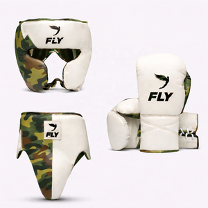 OEM ODM FLY Purple/Cream White Customized Laced Up Boxing Gloves Headgear Groin Guard Sparring Set For Men - Product Image 6
