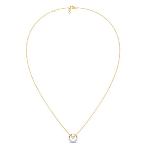 <b>Floating</b> Heart Circle Diamond Necklace with Half Sparkle <b>Frame</b> and Elegant Open Center Design - Product Image 3