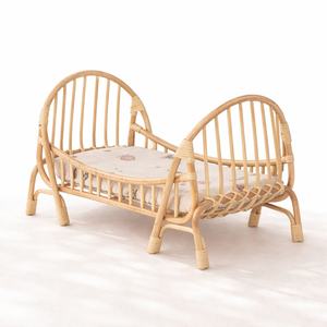 Beautiful rattan <b>doll</b> bed hand-made <b>dolls</b> <b>cot</b> wholesale supply toy crib for baby role playing - Product Image 1