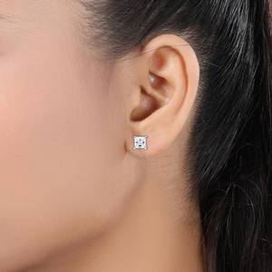 Fashion Stud <b>Earrings</b> Princess Cut Lab Grown Solitaire Diamond 925 Sterling <b>Silver</b> 14K <b>Solid</b> Gold Minimalist Square <b>Earrings</b> - Product Image 5