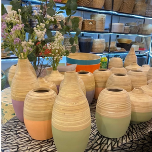 Jarrones de Bambú Tejido, Diseño Colorido, Cerámica Hecha a Mano, Macetas Decorativas para Decoración de Interiores del Hogar, VietChoice - Product Image 6