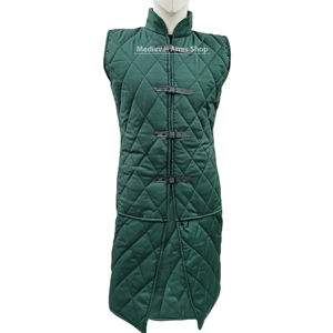 Handmade High Quality Medieval Gambeson <b>Long</b> <b>Coat</b> <b>Sleeveless</b> Cotton Padded Aketon Jacket Knight Armor Christmas And Halloween - Product Image 1