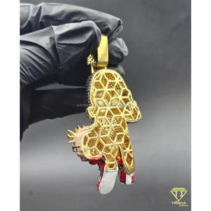 Pendentif de personnage haut de gamme avec bijoux streetwear de luxe et design en pierres multicolores - Product Image 4