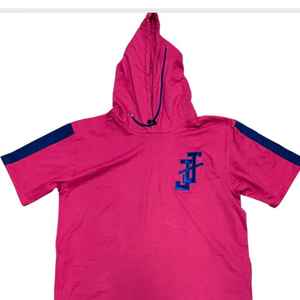 ชุดเดรสฮู้ดดี้แจ็คแอนด์จิลสีชมพูพร้อมแขนเสื้อสีน้ำเงิน ชุดเดรสลำลองสำหรับผู้หญิงและวัยรุ่น ชุดเดรสใส่สบายสำหรับสวมใส่ในชีวิตประจำวัน - Product Image 6