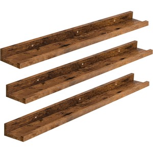 Aqdus Saleem Sheesham Wood <b>Floating</b> Shelf Ebony-Handcrafted Indian Rosewood Contemporary Three-layer <b>Wall</b> Storage <b>Shelves</b> - Product Image 2