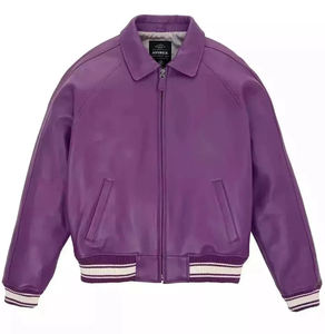 Chaquetas de Cuero Avirex Personalizadas con Logotipo Frontal, Estilo Moderno, para Hombre, Invierno, Color Sólido, Cierre de Cremallera, Ecológicas e Impermeables - Product Image 1