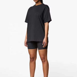 Camiseta de Algodón para Mujer, Cuello Redondo, Manga Corta, Color Sólido, Corte Holgado, Tejido Jersey Transpirable, para Todas las Temporadas - Product Image 4