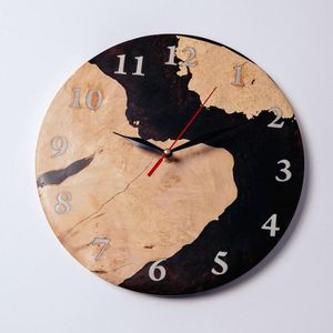 Wood Green Resin Home Accent <b>Clock</b> Premium Quality Wall Hanging Decorative Timepiece for Living Room Office Interior Design - Product Image 2