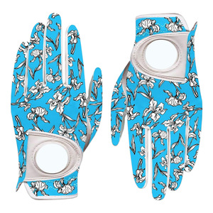 Guante de Golf para Mano Derecha, Diseño Floral Azul, Piel de Cabra, Transpirable, Antideslizante, Cierre de Tirón, Unisex, Deportivo, DARIB IMPEX - Product Image 3