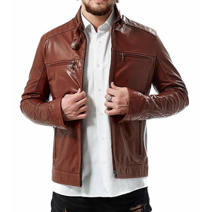 Chaqueta de Cuero Genuino para Hombre con Corte Moderno y Forro Interior Suave y Cómodo, Chaqueta de Cuero de Moda para Hombre con Bolsillos - Product Image 3