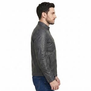 Leather with Zipper and Four Pockets <b>for</b> Winter 2026 New Arrivals <b>Men's</b> Casual Stand Collar Biker <b>Jackets</b> Original Sheepskin - Product Image 3
