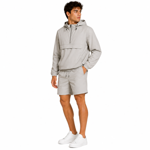 Wholesale <b>Men's</b> Winter <b>Pullover</b> Windbreaker Shorts Set Pocket Hooded <b>Jacket</b> Breathable Quick Dry Outdoor Sports Gym Tracksuit 2 - Product Image 1