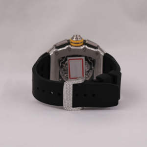 Elegante Reloj de Diamantes Cultivados en Laboratorio Estilo Hip Hop Personalizado para Hombre, Claridad VVS, Acero Inoxidable, Correa de Goma, Cristal Analógico - Product Image 3