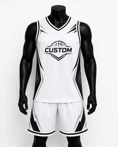 OEM Custom Team Basketball Uniforms-100% Polyester Quick Dry Breathable V-Neck Sleeveless Elastic Waist Digital Printed Custom - Product Image 2
