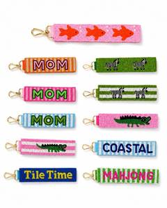 Handmade Beaded Italian Slogan Keychain Tag Set Colorful <b>Fabric</b> <b>Letter</b> Keyring Bulk Export Manufacturer - Product Image 2