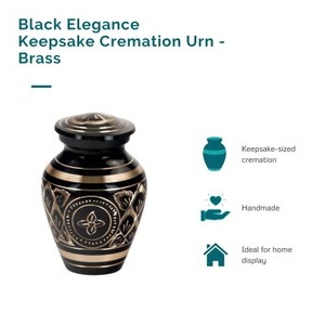 Decorative Brass <b>Keepsake</b> Ash Urn Funeral <b>Memorial</b> Container Featuring Refined Matte Finish And Artistic Exterior - Product Image 2