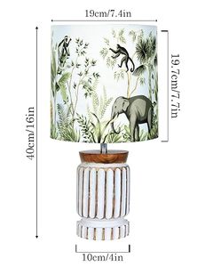 Lámpara de Mesa Vintage con Estampado de Selva, Pantalla de Tela con Volantes, Base de Madera Pulida, Lámpara de Noche Plegable para Hogar, Hotel, Regalo de Inauguración - Product Image 2