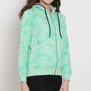 Sweat-shirt à capuche zippé en mélange de coton pour femme, avec poches, respirant et confortable, vente en gros - Product Image 6