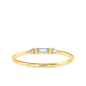 Baguette Cut Lab Grown Diamond Minimalist Engagement <b>Ring</b> Three Stone Gold Wedding <b>Ring</b> <b>Dainty</b> Diamond Stackable <b>Ring</b> - Product Image 1