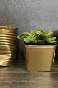 Bacs à eau en métal pour plantes d'intérieur, finition dorée, forme carrée, conteneurs de jardinage durables - Product Image 1