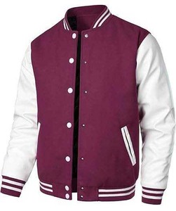 เสื้อแจ็คเก็ตผู้ชายแบบมีปักลาย OEM ผ้าฟลีซ แขนผ้าฝ้าย คอตั้ง สไตล์วินเทจ บีส์บอล เลตเตอร์แมน กันน้ำ แฟชั่นแนวสตรีท - Product Image 3