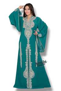 Wholesale AWAIS HOUSE Luxury 2-Piece <b>Set</b> Muslim Women <b>Modest</b> Simple Solid Chiffon Beaded Washable Kaftan Floor-Length A-Line - Product Image 2