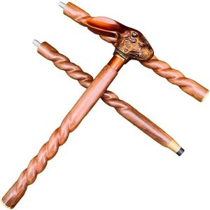 Canne de marche victorienne en bois massif avec poignée en forme de lapin, spirale en laiton, 37 pouces, décoration d'intérieur en bois - Product Image 5