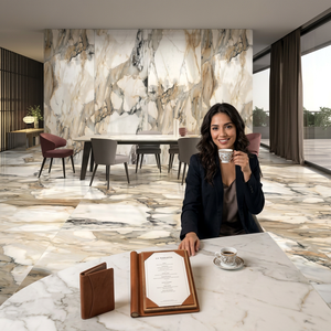 Dalles en pierre frittée Vistaar Siena Marble 1200x2400mm résistantes aux acides pour comptoirs de cuisine de luxe, murs, halls et extérieurs - Product Image 6