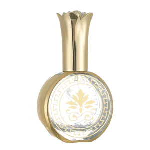ANLN Empty 20ml Round Luxury golden Middle East Arabic Dubai Style Glass Perfume Spray Bottle