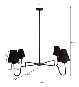 Modern <b>Black</b> Fabric <b>Shade</b> Chandelier Minimalist Linear Pendant <b>Light</b> Contemporary Hanging Ceiling Lamp - Product Image 5