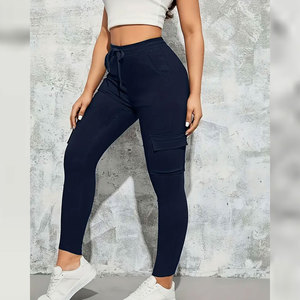 Wholesale Women's Casual Breathable Anti-Wrinkle Plain Dyed <b>Overalls</b> High Waist Full Length Pants - Product Image 3