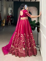 Vente en gros de Lehenga Choli de mariage en soie naturelle avec broderie de fils et sequins, et double cancan, approvisionnement en vrac Inde
