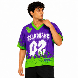 Camisetas de fútbol americano de malla con gráficos personalizados de moda, OEM, sublimación, estilo urbano, ropa deportiva de gran tamaño, camisetas de fútbol. - Product Image 5