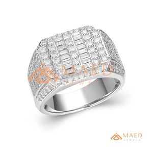 <b>Mens</b> Silver Tone <b>Ring</b> Iced Hip Hop Band <b>Ring</b> Luxury Statement Jewelry <b>for</b> <b>Men</b> - Product Image 5