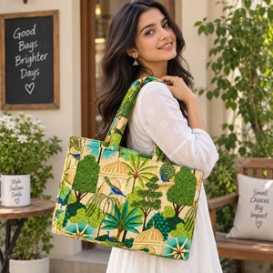 Sac fourre-tout classique à motif floral, grande capacité, fermeture éclair, sac de shopping toutes saisons - Product Image 2