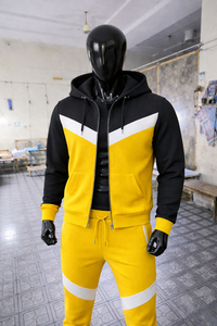 ชุดเซ็ตแทรคสูทผู้ชายคุณภาพสูง สีเหลืองดำตัดกัน พร้อมเสื้อแจ็คเก็ตซิปและกางเกงจ็อกเกอร์ทรงเข้ารูป ชุดลำลองสไตล์สปอร์ต - Product Image 6