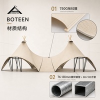 Tente de luxe BOTEEN Factory Deluxe Glamping Resort, membrane tendue 750G, 76-88mm, structure tubulaire carrée 80x100, quatre saisons, deux places