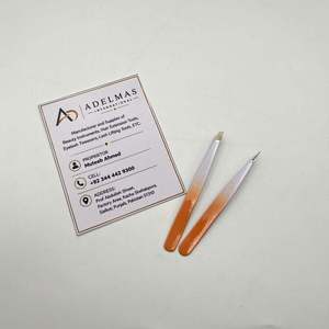 Pinza para Cejas de Acero Inoxidable con Punta Fina, Color Degradado Marrón Claro y Blanco, Depiladora Facial - Product Image 4