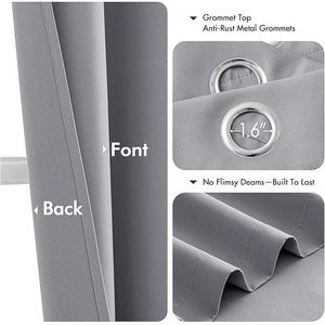 Tende Oscuranti Termoisolanti Grigio Chiaro da 160 cm, 2 Pannelli, per Camera da Letto e Soggiorno, Tinta Unita per la Casa - Product Image 4