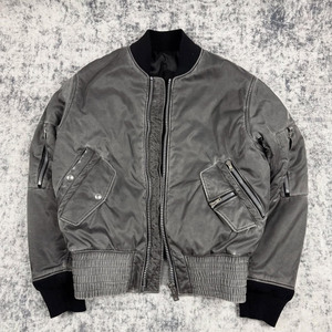 Chaqueta Bomber Larga Gris Sólida Vintage para Hombre con Cuello Mandarín, Cierre de Cremallera, Puños Acanalados, Estilo Urbano de Primavera, Reversible por Delante - Product Image 1