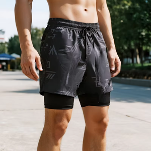 Men's High Street Double <b>Layer</b> Breathable Eco-Friendly Polyester/Mesh Fitness Gym Training Sports Shorts Quick Dry Workout - Product Image 5