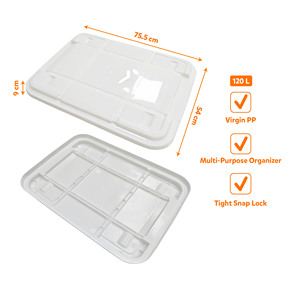 Boîte de rangement en plastique écologique de 120 L avec couvercle, bac de rangement rectangulaire pour literie avec roulettes pour chambre à coucher, design minimaliste - Product Image 6