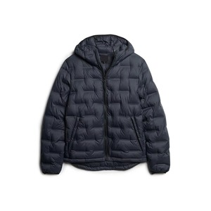 Veste matelassée à capuche pour homme, bleu marine, coupe-vent, hiver, décontractée, avec fermeture éclair, imperméable - Product Image 1