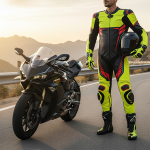 Combinaison de motard pour homme de haute qualité, vente en gros de vestes de moto en cuir véritable pour hommes, couleurs personnalisables - Product Image 6